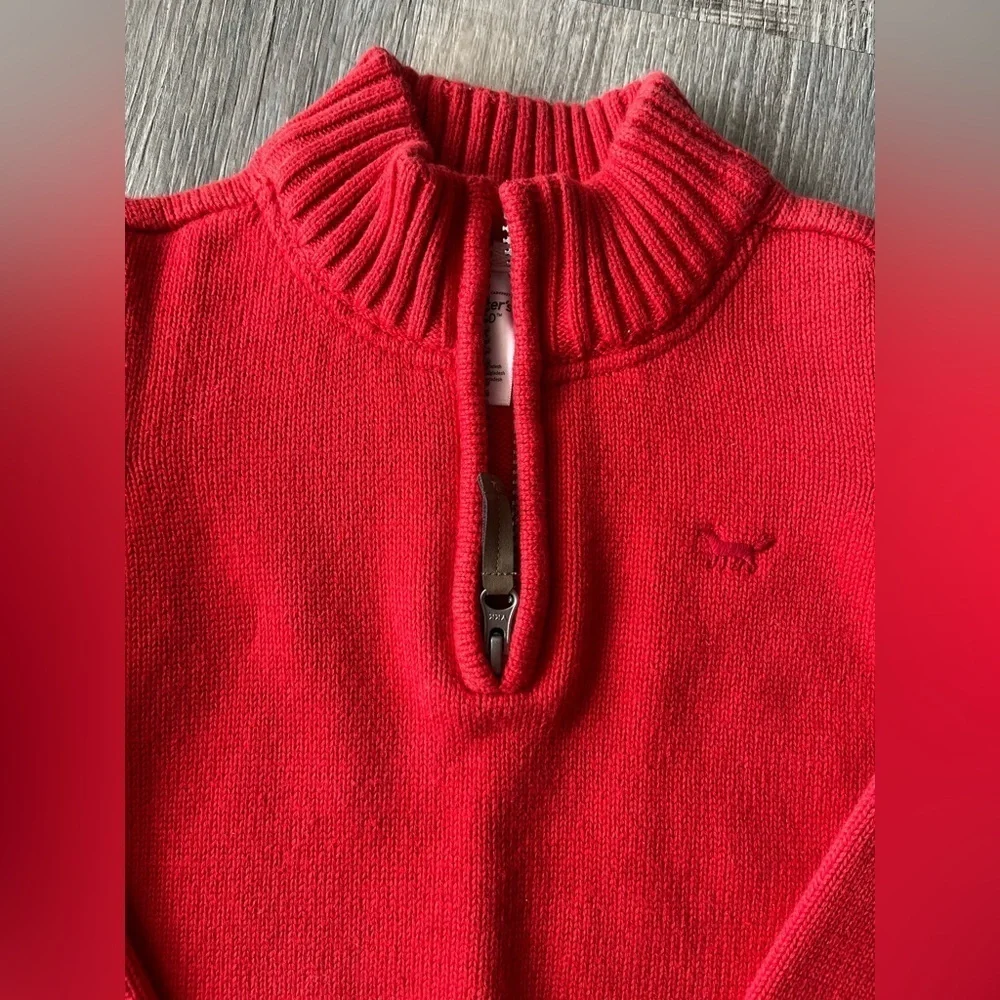 Carters Chunky Sweater Bright Coral Ribbed, Warm Quarter Zip Sweater Kids Sz 6